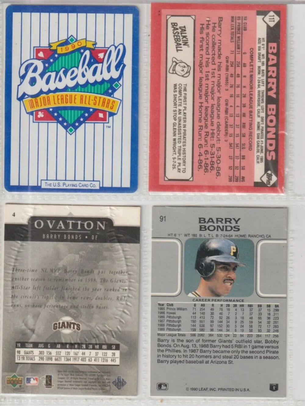 Barry Bonds 4 Card Lot – Rookie + Inserts/Base Mix #18